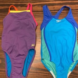 2 Size 8 Girls Speedo Bathing Suits Barely Worn